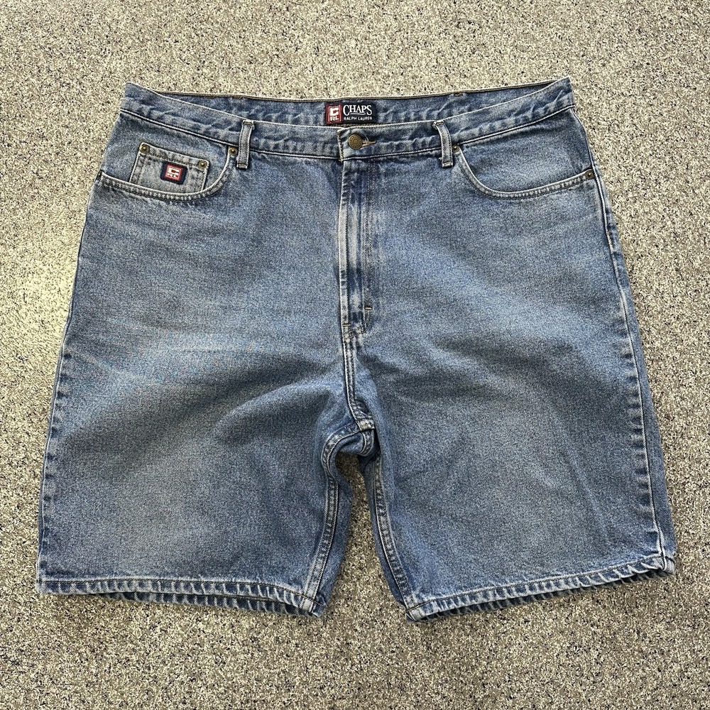 Vintage Chaps Ralph Lauren Jean Shorts Mens 42 90s Y2K Stone Wash 10" Jorts